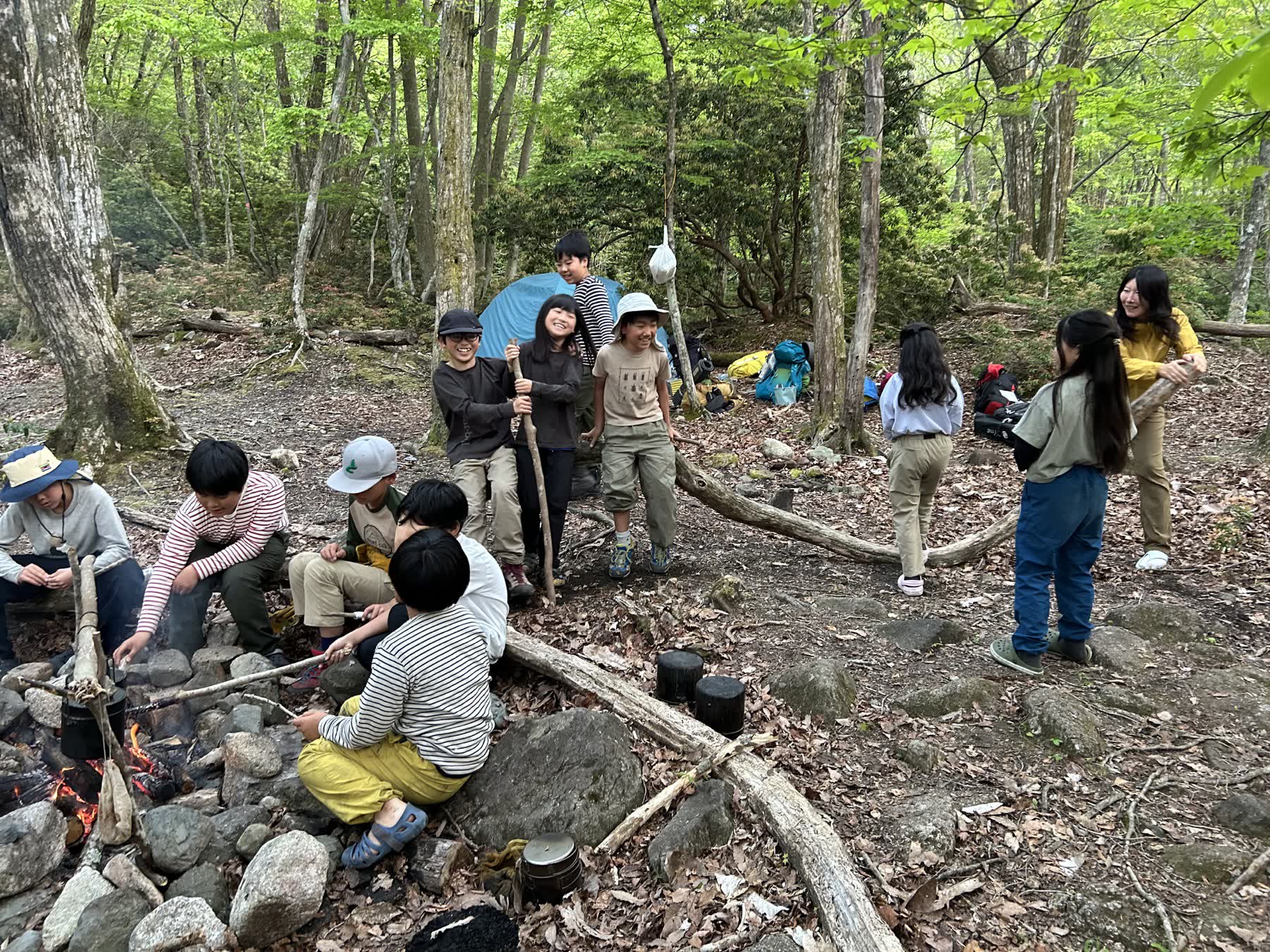 森で活動する深山組の子どもたち