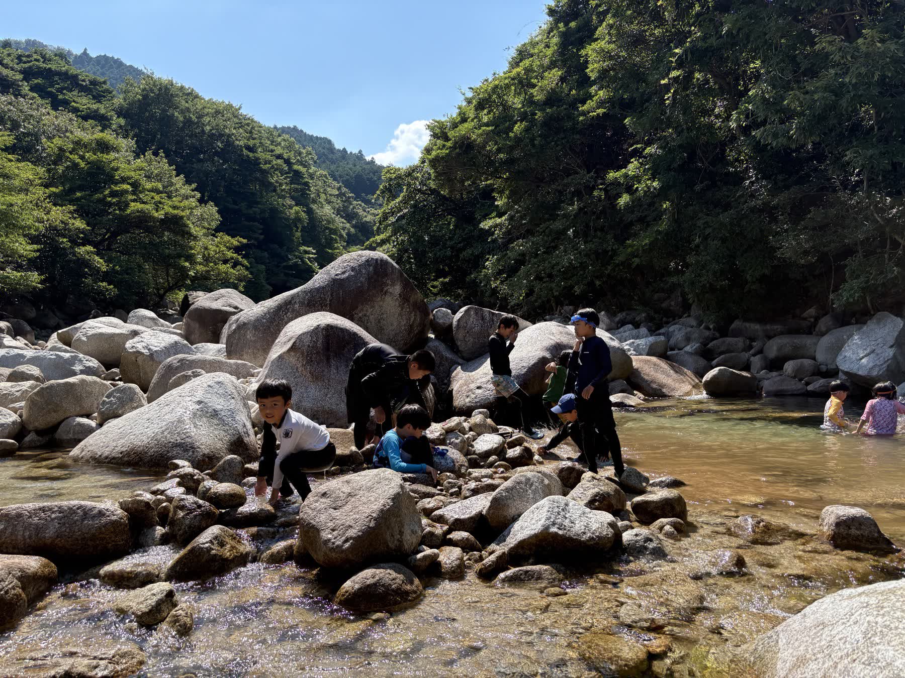 川で遊ぶ自然組の子どもたち